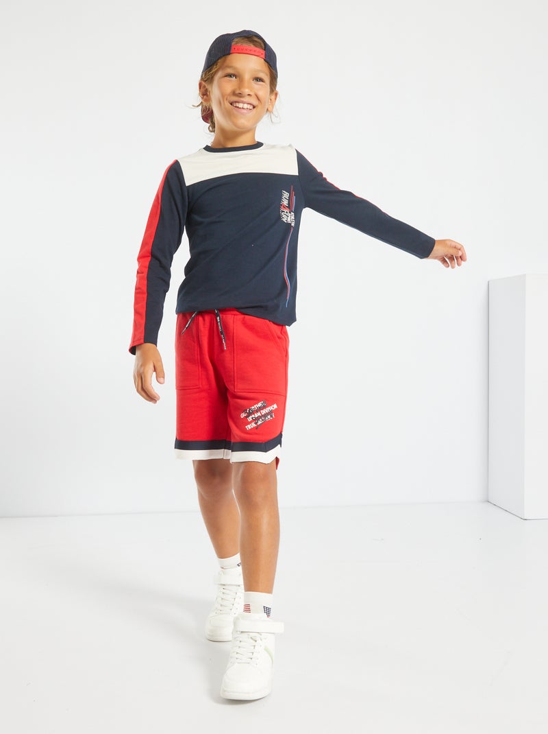 Bermudas de desporto em moletão VERMELHO - Kiabi