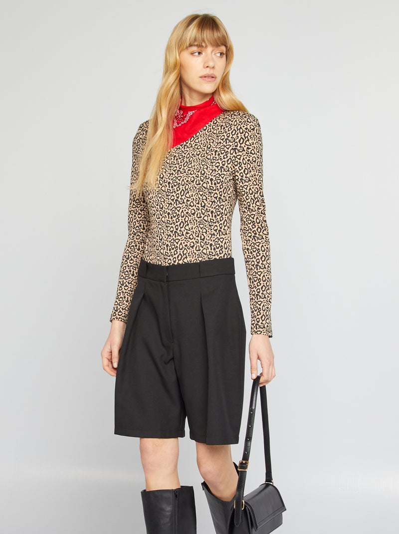 Bermudas de fato com cintura subida Preto - Kiabi