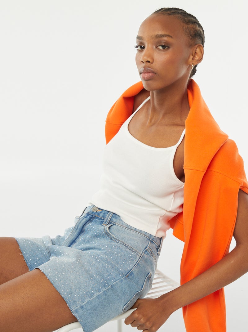 Bermudas de ganga 5 bolsos com ouropel AZUL - Kiabi