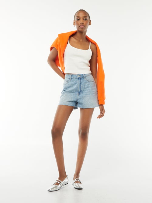 Bermudas de ganga 5 bolsos com ouropel - Kiabi