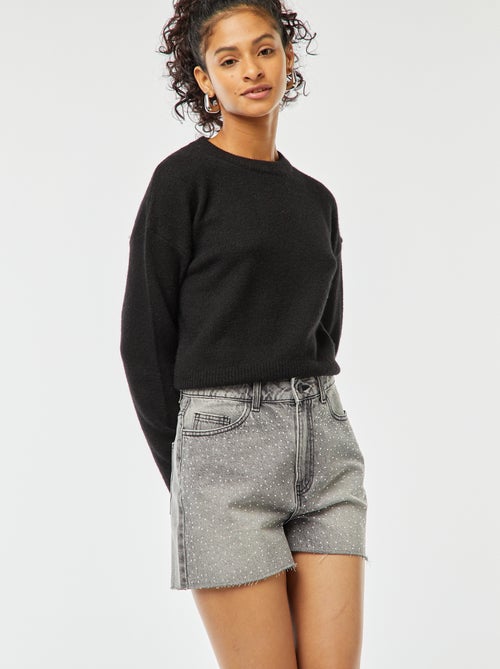 Bermudas de ganga 5 bolsos com ouropel - Kiabi