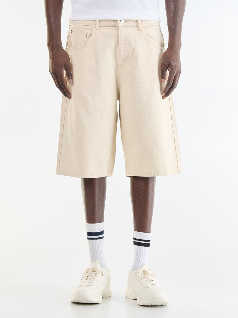 Bermudas de ganga com 5 bolsos Branco - Kiabi