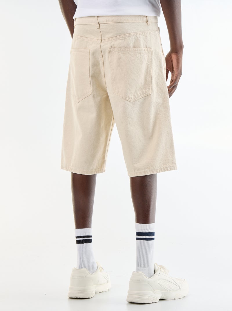 Bermudas de ganga com 5 bolsos Branco - Kiabi