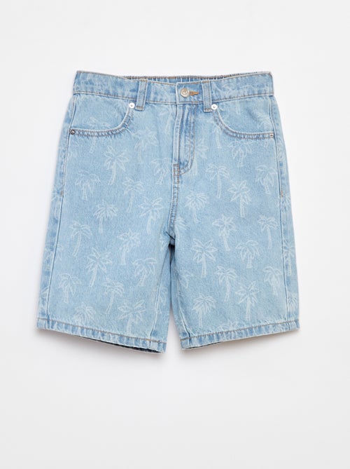 Bermudas de ganga com 5 bolsos com motivo 'palmeira' - Kiabi