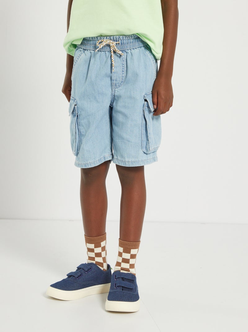 Bermudas de ganga com atilhos fantasia AZUL - Kiabi