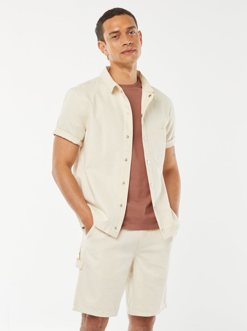 Bermudas de ganga com bolsos Branco - Kiabi