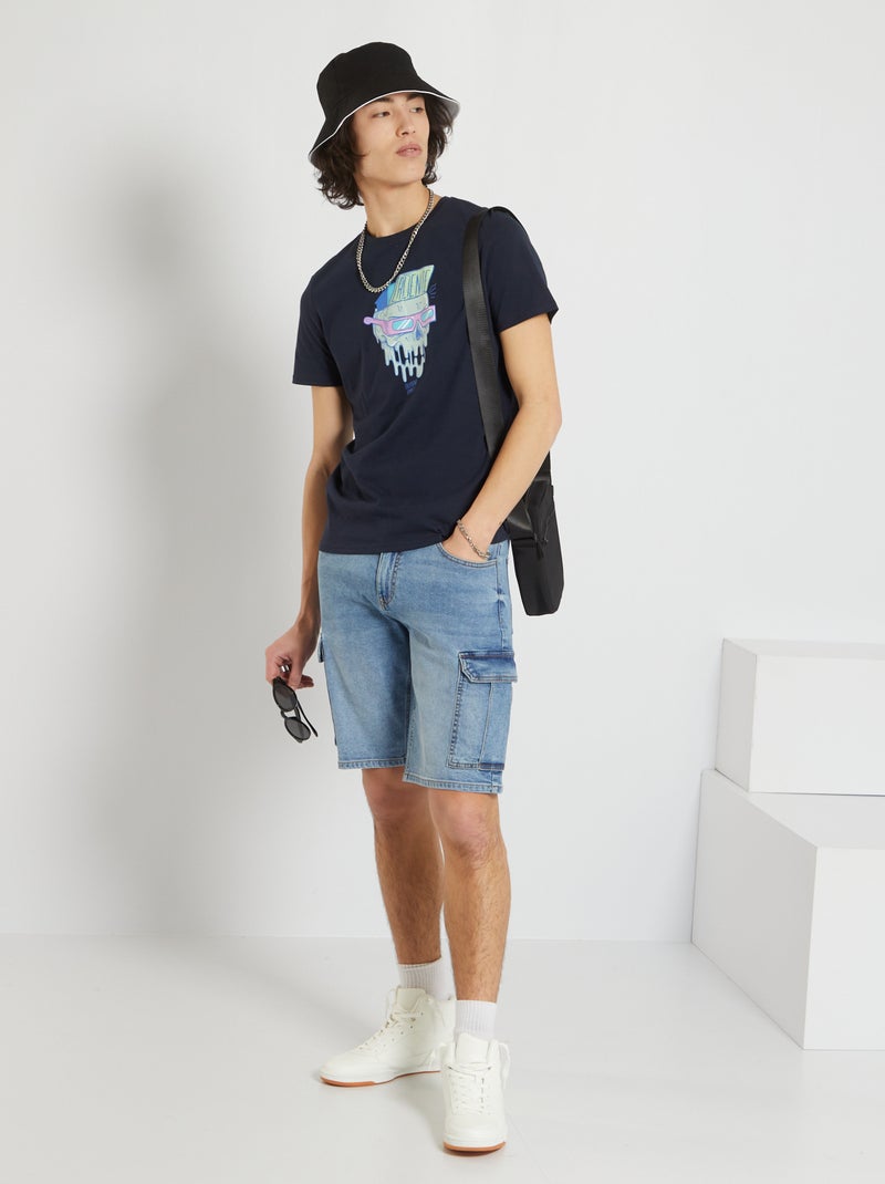 Bermudas de ganga com bolsos cargo AZUL - Kiabi