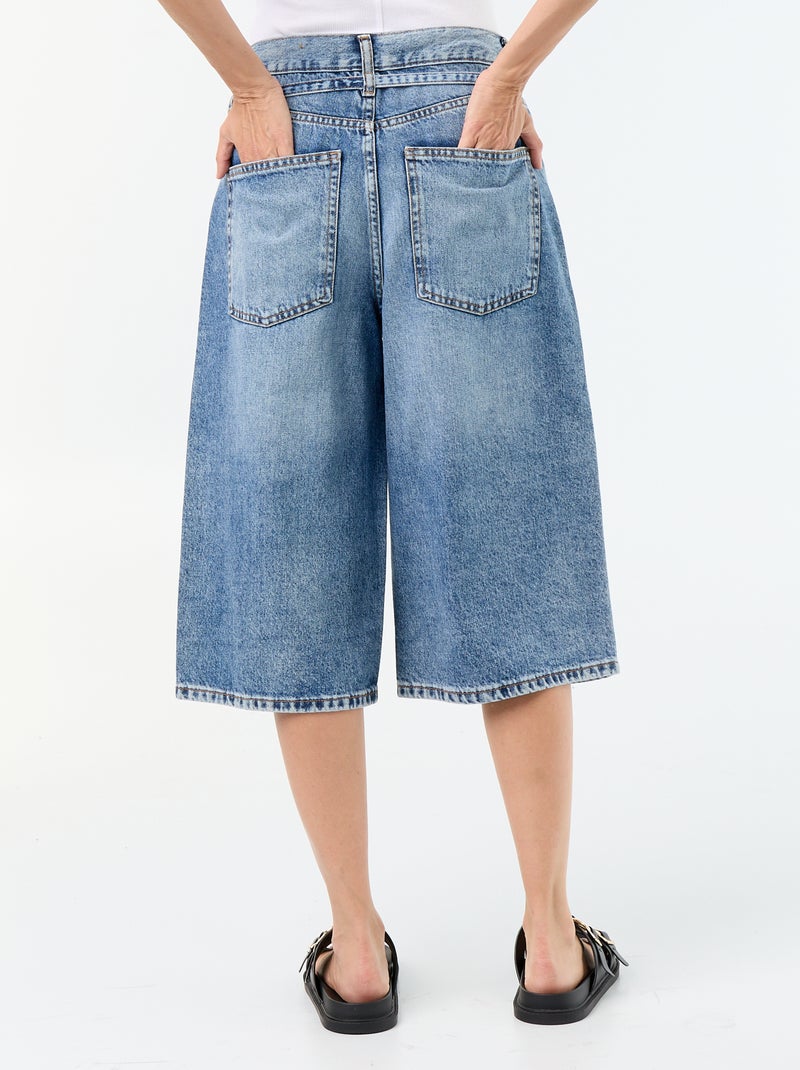 Bermudas de ganga com cinto de atar Azul - Kiabi