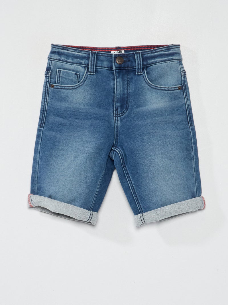 Bermudas de ganga com cintura ajustável AZUL - Kiabi