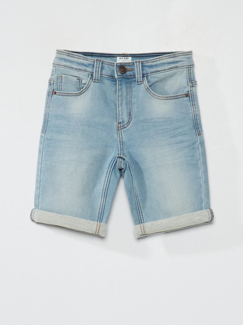 Bermudas de ganga com cintura ajustável Azul - Kiabi