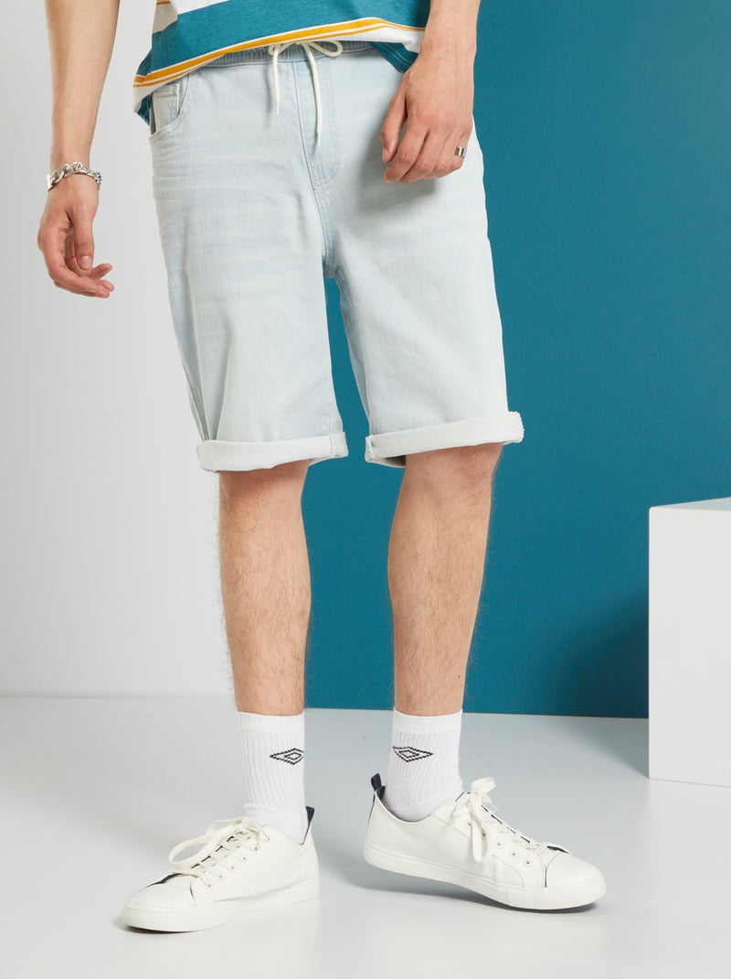 Bermudas de ganga com cintura elástica Azul - Kiabi