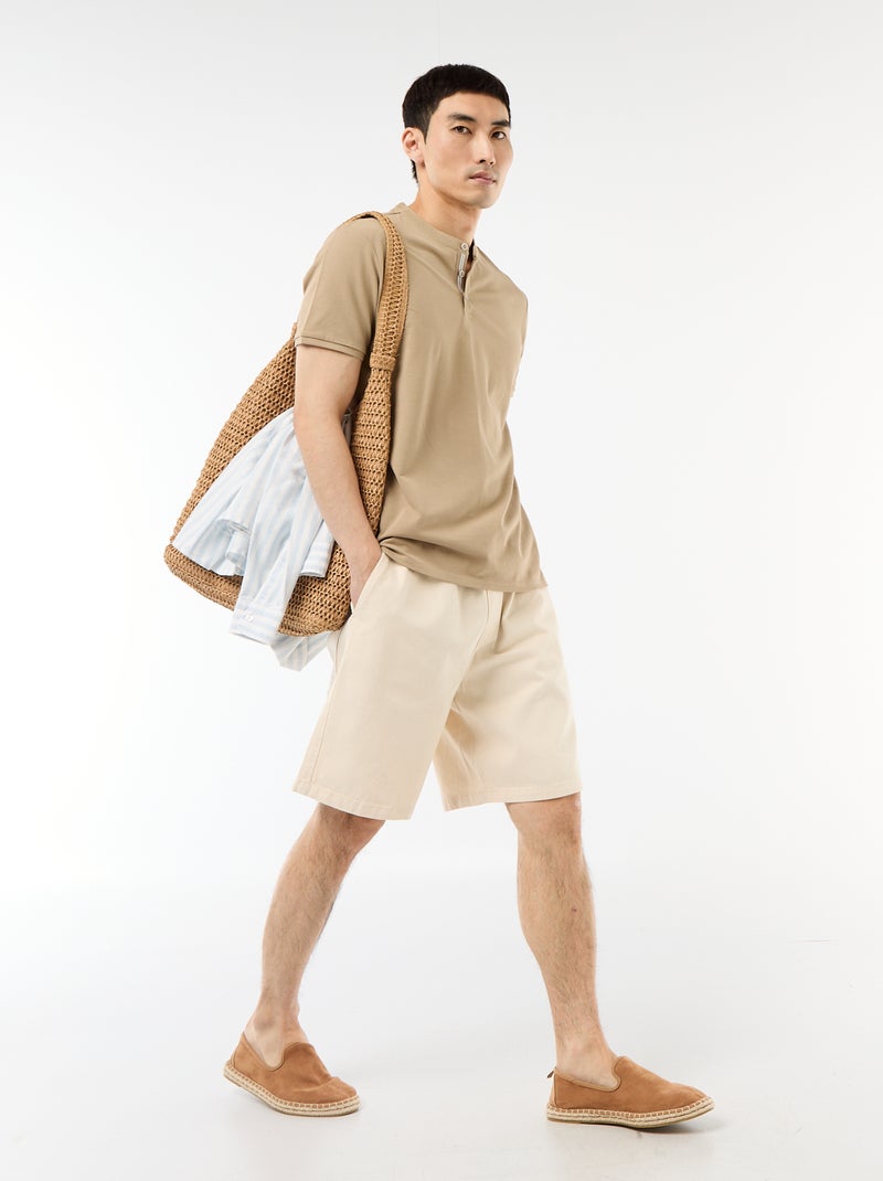 Bermudas de ganga com cintura elástica Branco - Kiabi