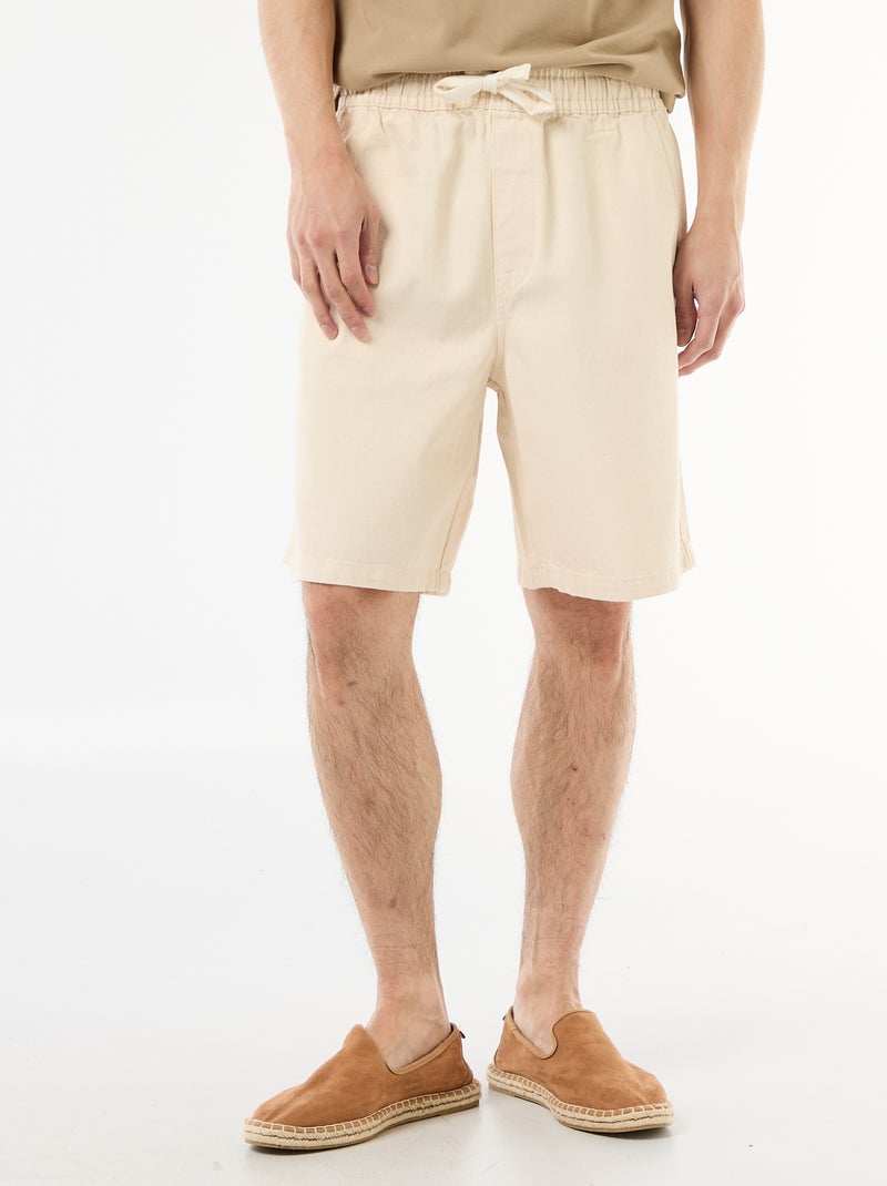 Bermudas de ganga com cintura elástica Branco - Kiabi