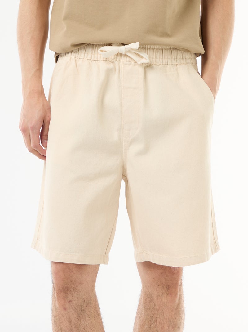Bermudas de ganga com cintura elástica Branco - Kiabi