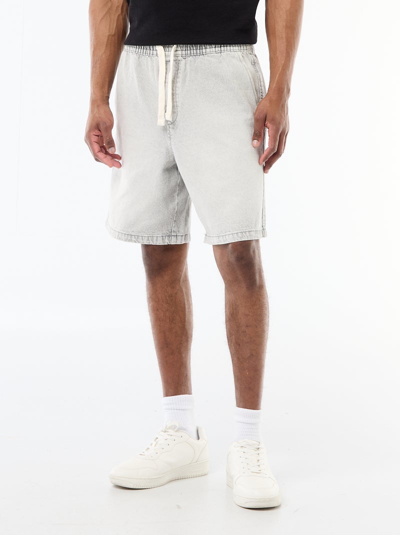 Bermudas de ganga com cintura elástica Cinza - Kiabi