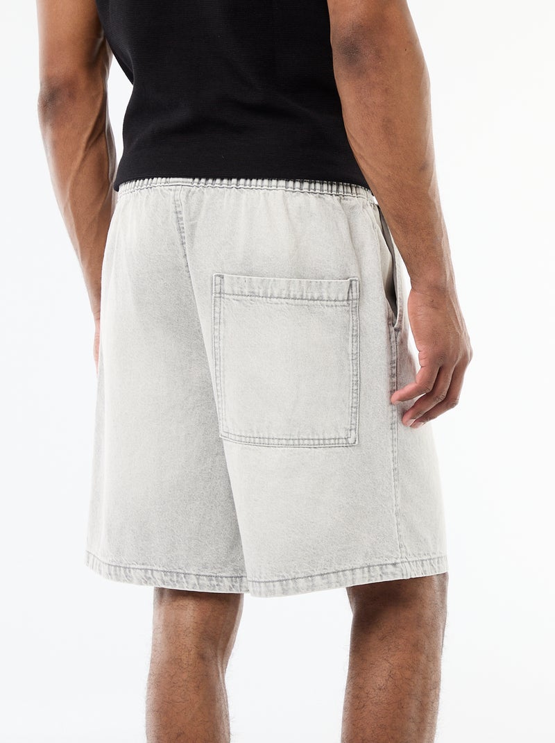 Bermudas de ganga com cintura elástica Cinza - Kiabi