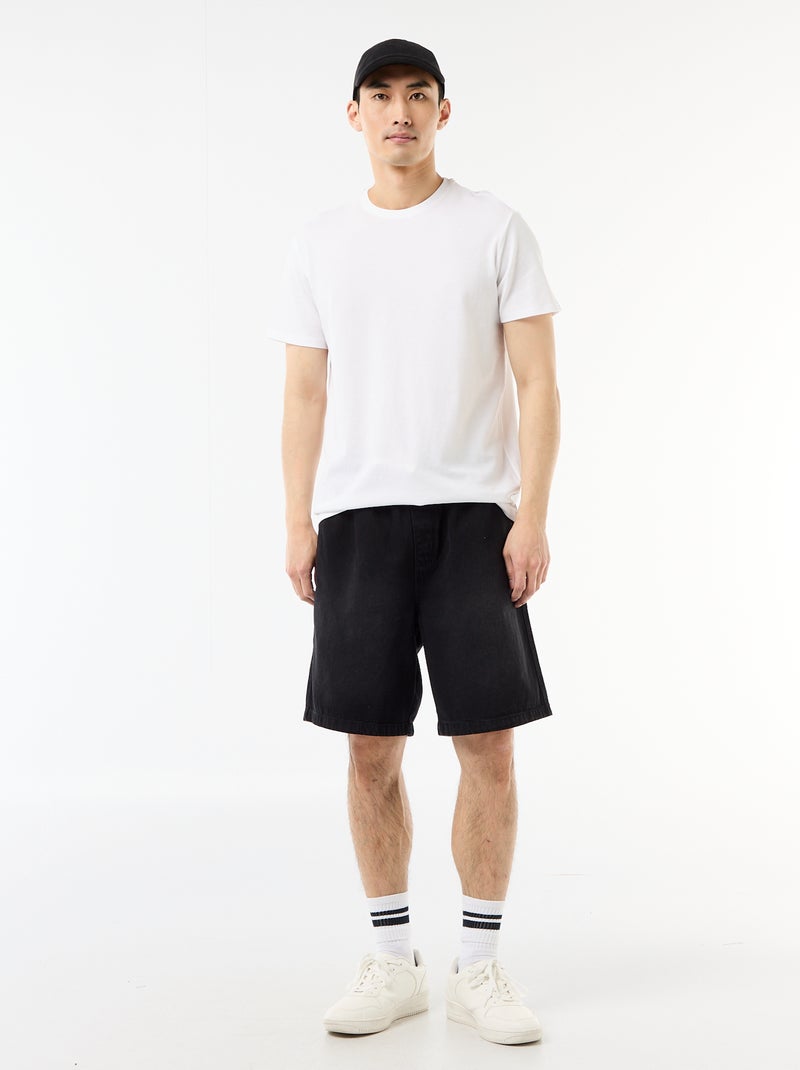 Bermudas de ganga com cintura elástica Preto - Kiabi