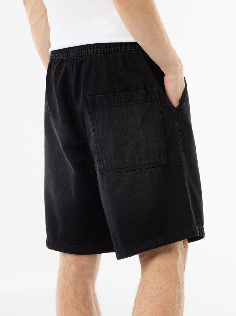 Bermudas de ganga com cintura elástica Preto - Kiabi