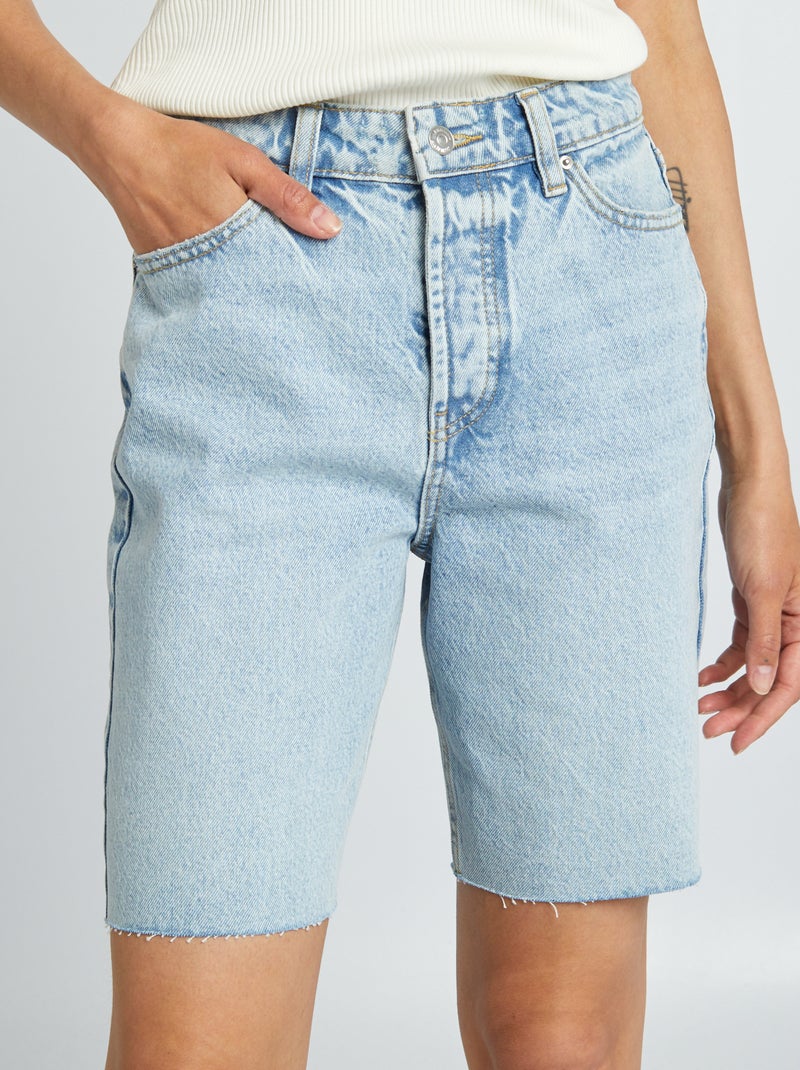 Bermudas de ganga com cintura subida AZUL - Kiabi