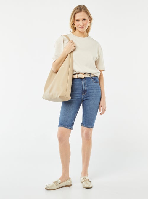 Bermudas de ganga com cintura subida - Kiabi