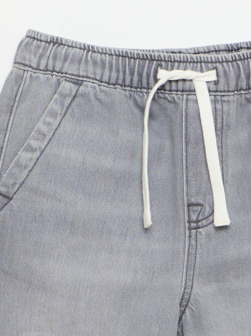 Bermudas de ganga com cordões de ajuste Cinza - Kiabi