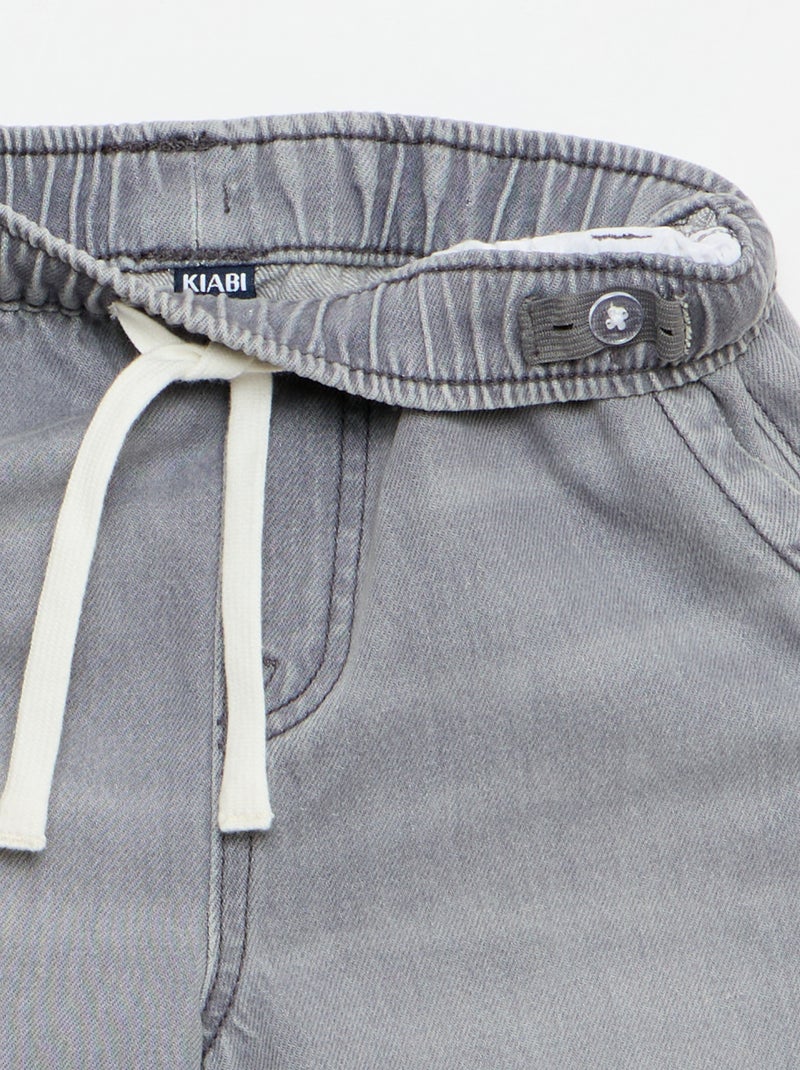 Bermudas de ganga com cordões de ajuste Cinza - Kiabi