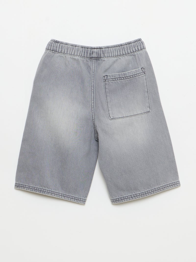 Bermudas de ganga com cordões de ajuste Cinza - Kiabi