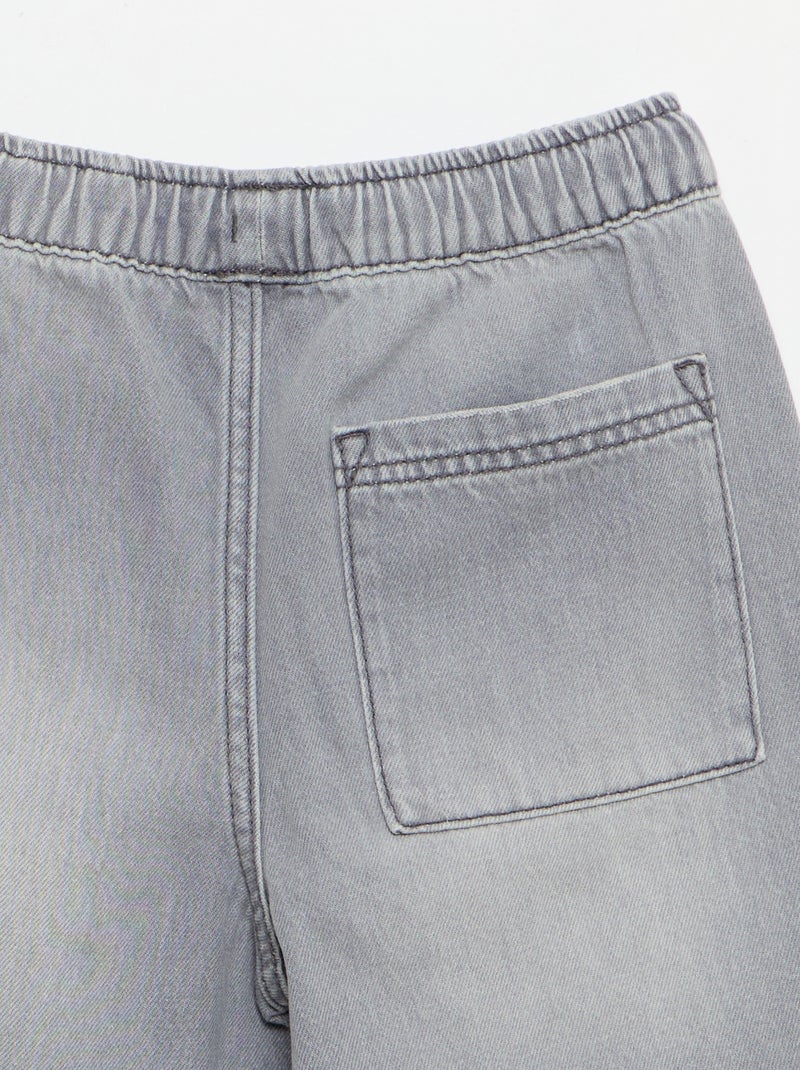 Bermudas de ganga com cordões de ajuste Cinza - Kiabi