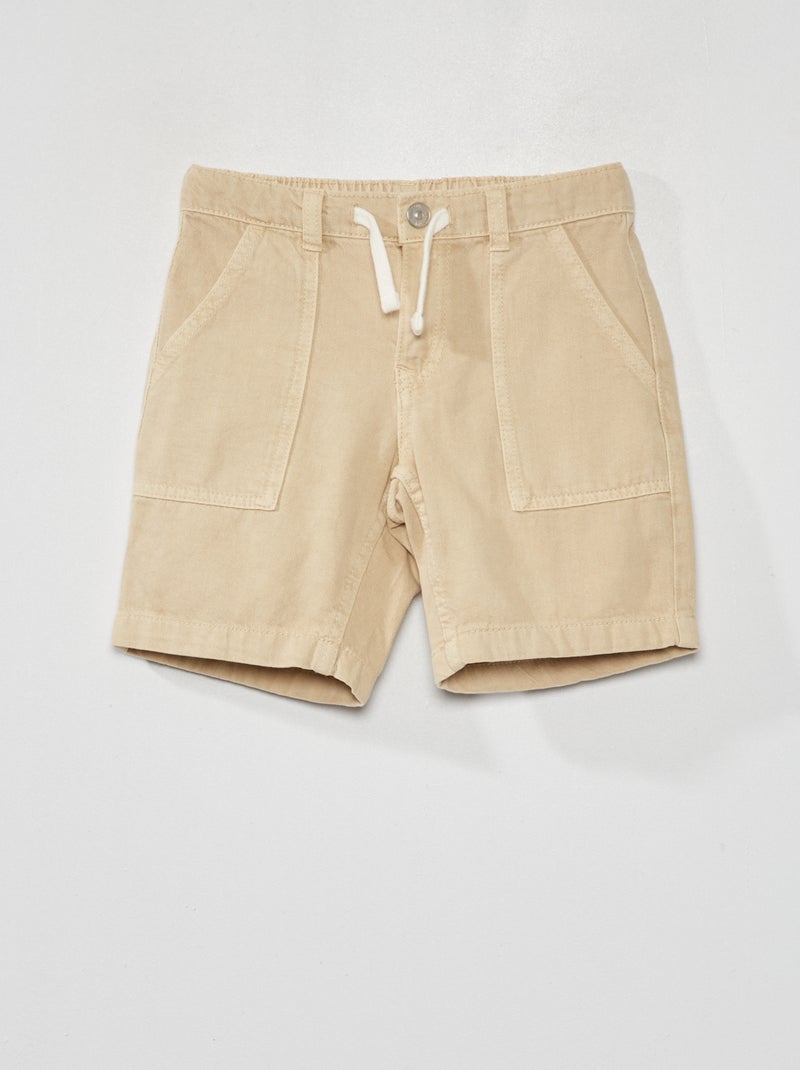 Bermudas de ganga com cós elástico bege - Kiabi