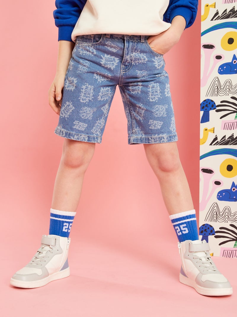 Bermudas de ganga com motivo AZUL - Kiabi