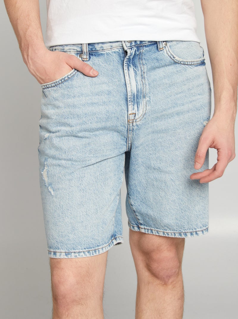 Bermudas de ganga com rasgões de fantasia AZUL - Kiabi