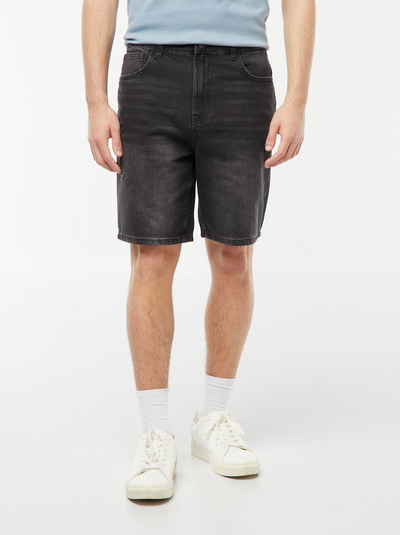 Bermudas de ganga com rasgões de fantasia CINZA - Kiabi