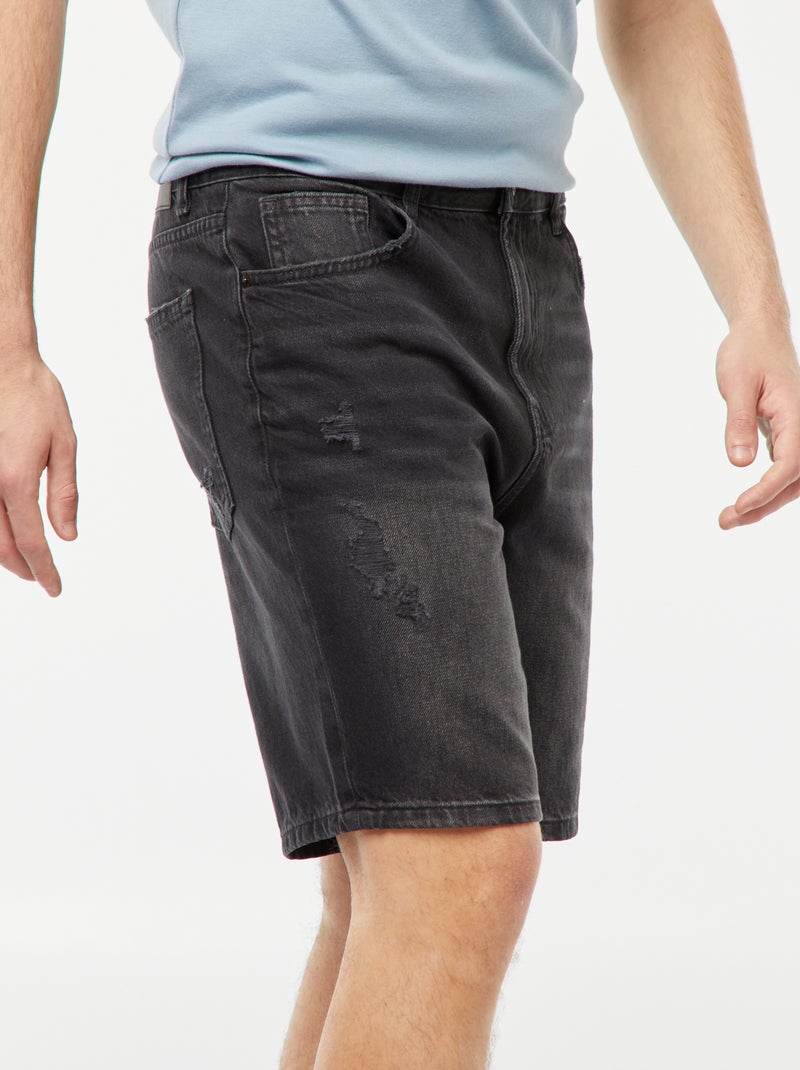 Bermudas de ganga com rasgões de fantasia CINZA - Kiabi