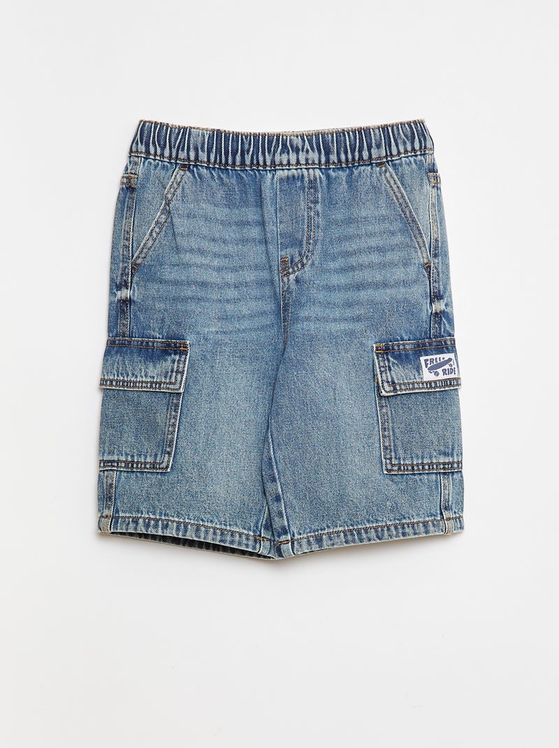 Bermudas de ganga com vários bolsos Azul - Kiabi
