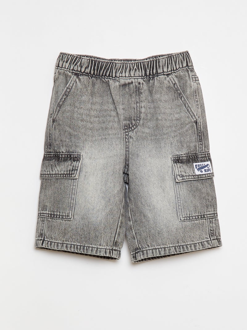 Bermudas de ganga com vários bolsos Cinza - Kiabi