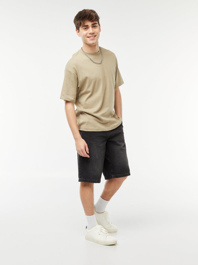 Bermudas de ganga corte baggy Cinza - Kiabi