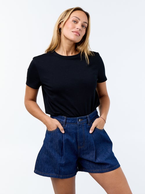 Bermudas de ganga de cintura alta - Kiabi