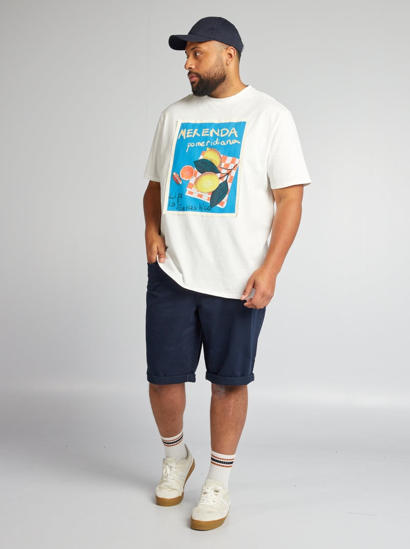 Bermudas de ganga de corte direito AZUL - Kiabi