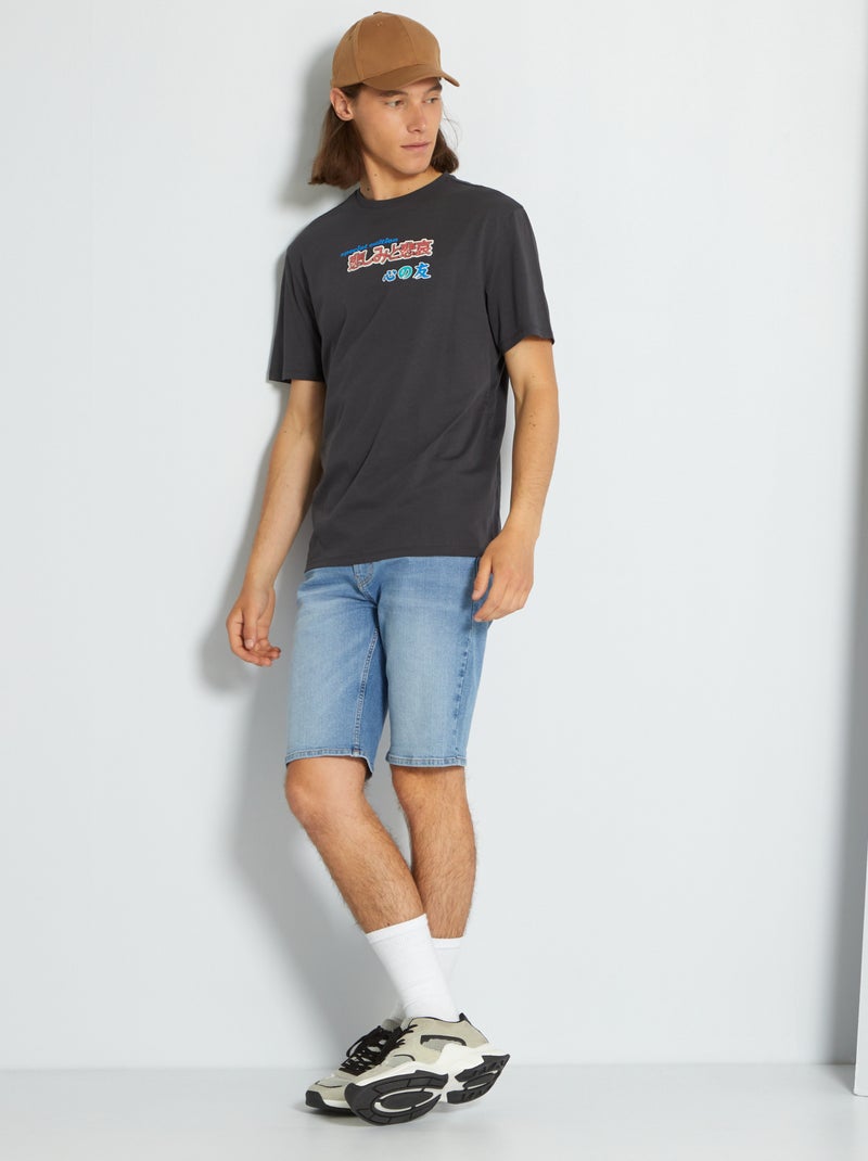 Bermudas de ganga de corte direito AZUL - Kiabi