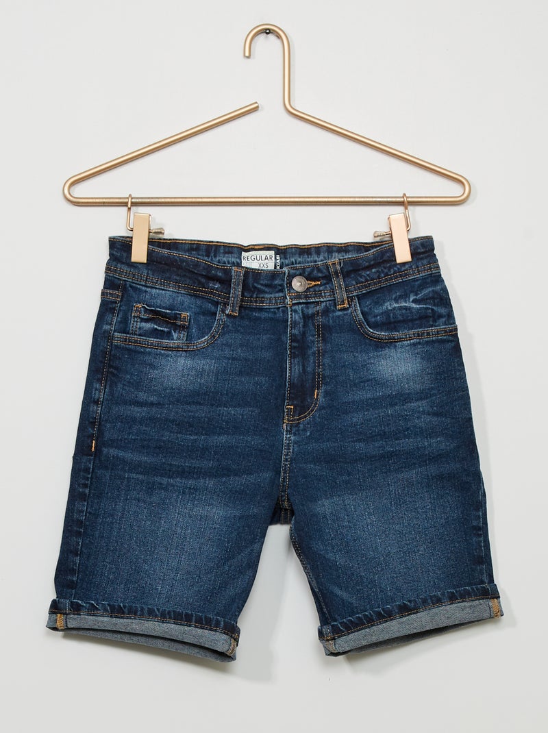 Bermudas de ganga de corte direito AZUL - Kiabi