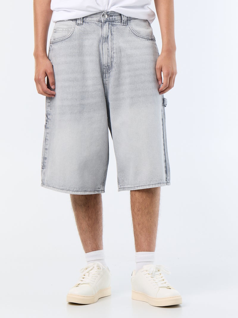 Bermudas de ganga estilo carpinteiro Cinza - Kiabi