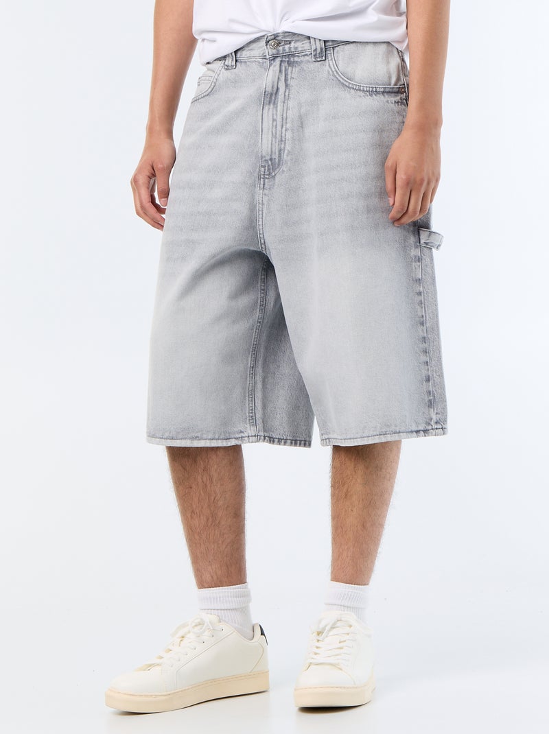 Bermudas de ganga estilo carpinteiro Cinza - Kiabi