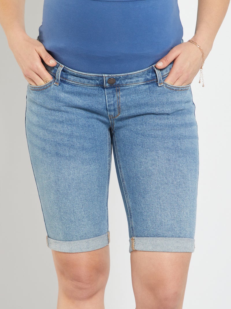 Bermudas de grávida de ganga AZUL - Kiabi