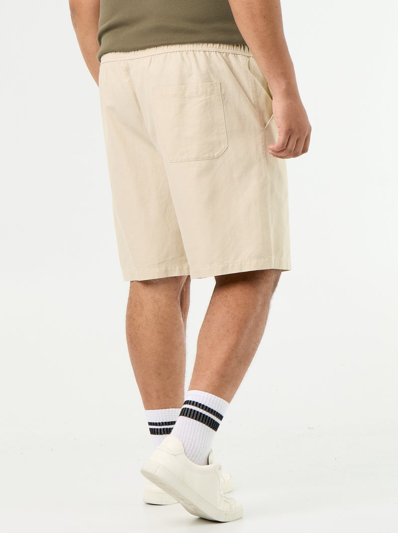 Bermudas de linho misto Bege - Kiabi