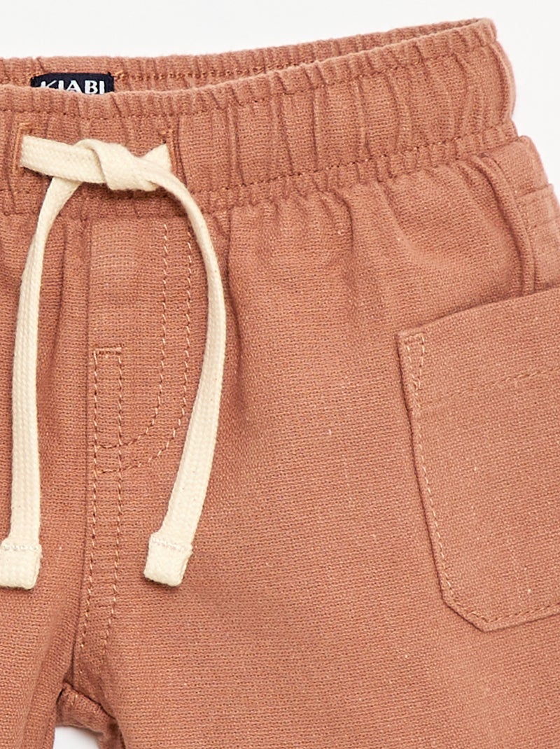 Bermudas de linho misto Castanho - Kiabi