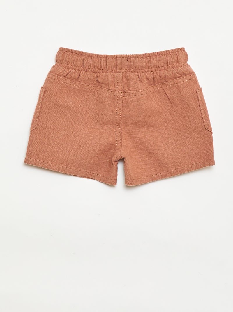 Bermudas de linho misto Castanho - Kiabi