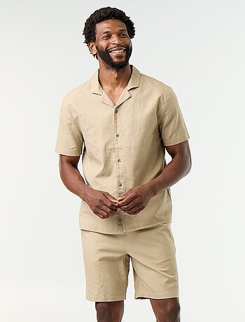 Bermudas de linho misto lisas
