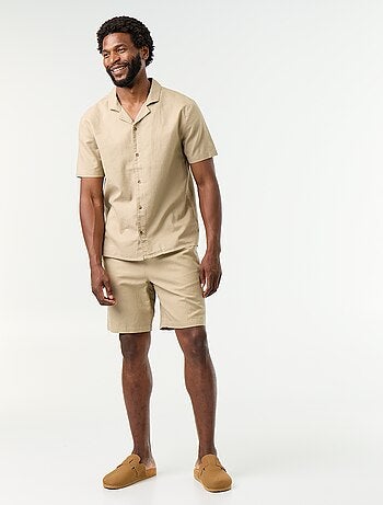 Bermudas de linho misto lisas