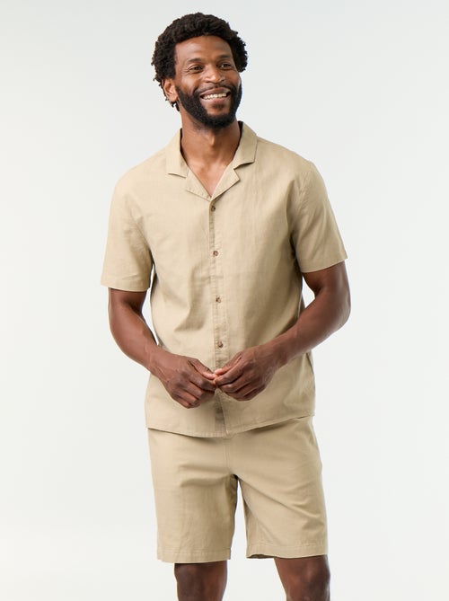 Bermudas de linho misto lisas - Kiabi