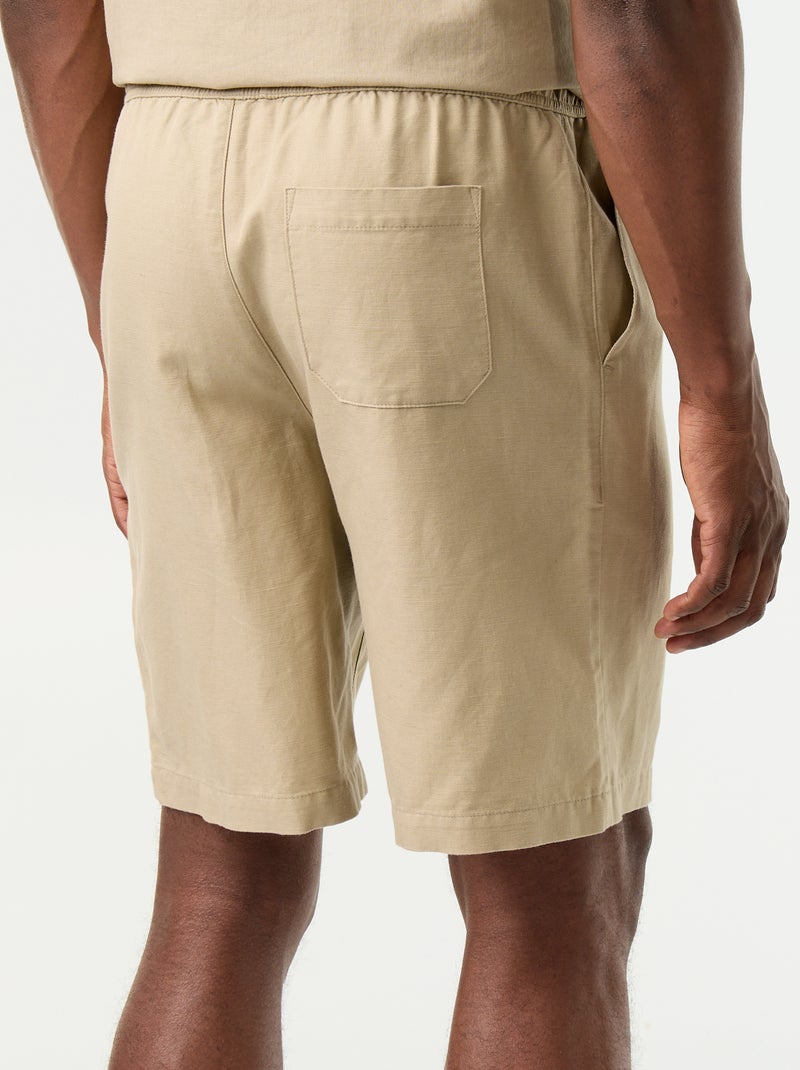 Bermudas de linho misto lisas Bege - Kiabi